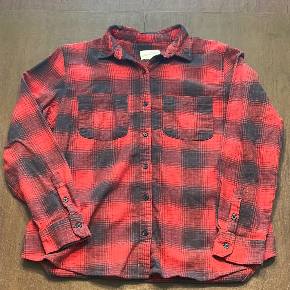 Universal Thread Red and Black Plaid Button Down Shirt